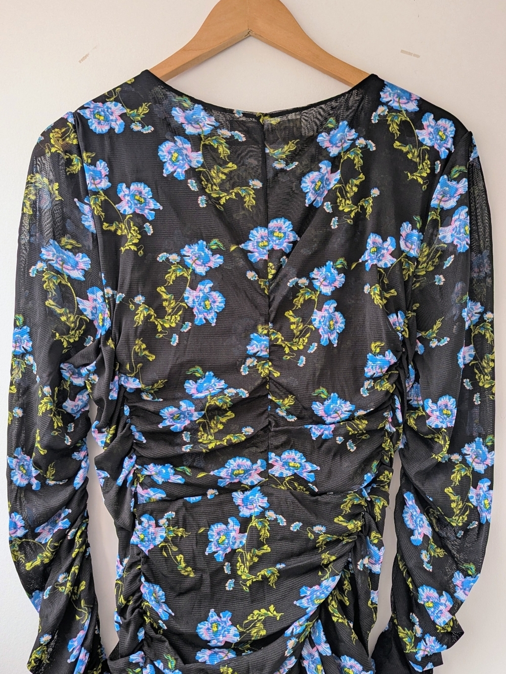 Diane Von Furstenberg Floral Ruched Mesh Midi Dress - Picture 12 of 16